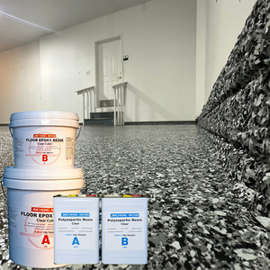 <span class=keywords><strong>Kit</strong></span> de résine époxy polyaspartique polyurée pour revêtement de sol de garage avec copeaux mélangés de 1/4 po résistants à l'usure - Product Image 1
