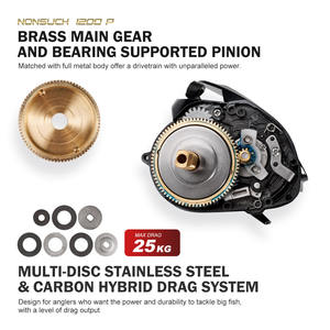 <span class=keywords><strong>Moulinet</strong></span> de pêche à lancer Noeby 25KG Max Drag, corps entièrement métallique, moulinets pour gros poissons en eau salée - Product Image 5