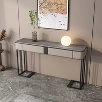 Table console moderne de luxe légère avec plateau en marbre miroir et structure métallique pour salon, villa, appartement, mobilier de maison, garantie 5 ans