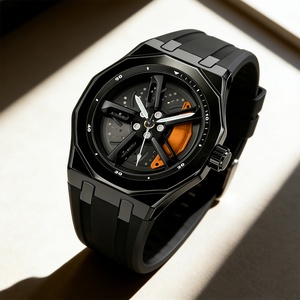 Wholesale Custom Men's Quartz Watch Fashion Silicone <b>Car</b> Wheel Hub Dial Rotating 3ATM Waterproof Men's Watch - Product Image 5