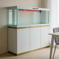 Aquarium rectangulaire de luxe en métal de 50L avec support en pierre pour la décoration du salon