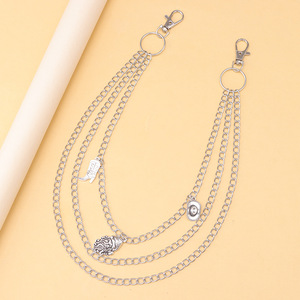 สร้อยคาดเอวฮิปฮอปแบบหลายชั้น จี้โลหะ เครื่องประดับแฟชั่นลำลองสำหรับทุกเพศ สไตล์ทิเบต สีเงินขาว K - Product Image 6