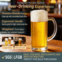 Mug à bière en verre classique de 460 ml sans BPA, compatible lave-vaisselle, à paroi épaisse, pour bar et service de bière pression