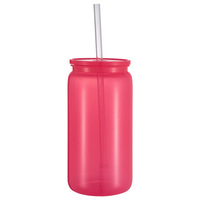 16oz de couleur en plastique bière peut paille tasse bouteille pour l'eau Mason Jar