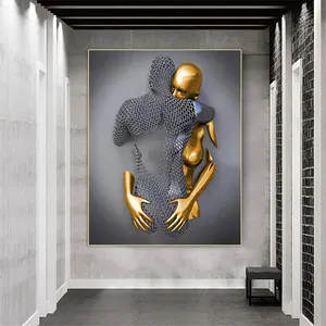 Decoração de casa amor preto e dourado, figura de coração, pintura, posteres, imagens modernas, tela, impressões, arte abstrata, parede