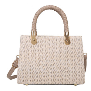 Sac bandoulière tendance en paille tressée couleur bonbon pour femme, sac à main portable avec rabat, sac à l'épaule d'été Tanjing - Product Image 4
