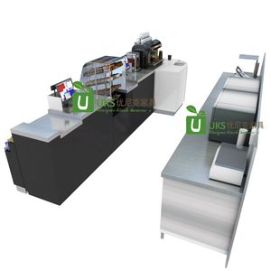 Mostrador <span class=keywords><strong>de</strong></span> trabajo <span class=keywords><strong>de</strong></span> acero inoxidable <span class=keywords><strong>de</strong></span> alta gama, cabina <span class=keywords><strong>de</strong></span> café usada, quiosco <span class=keywords><strong>de</strong></span> café duradero, vitrinas largas con estante <span class=keywords><strong>de</strong></span> dos niveles a la <span class=keywords><strong>venta</strong></span> - Product Image 4