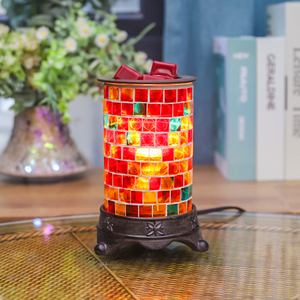 Calentador de Velas Eléctrico de Cerámica y Vidrio con Mosaico Cuadrado de Colores, para Derretir Cera Aromática, Aromaterapia en Interiores, Aceite Aromático, <span class=keywords><strong>Bombilla</strong></span> Halógena - Product Image 3