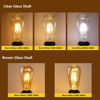 Ampoule LED Edison Style Vintage, Filament chaud, intensité variable, couleur ST64, 4W (40 W équivalent), 2300K, base E26