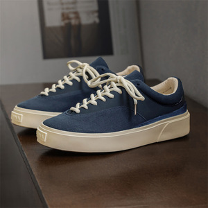 Chaussures décontractées pour hommes, style universitaire, plateforme respirante, bleu foncé et beige, prix réduit, style loisirs, populaires - Product Image 1
