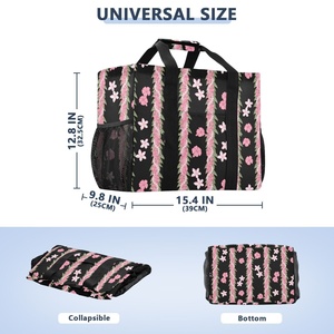 <b>Large</b> Pink Puakenikeni Flower Reusable Canvas Dust Bags Hawaii Dirty Clothes Custom Design Laundry Basket with Handle - Product Image 3