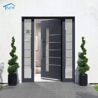 Portes d'entrée en profilé aluminium, fenêtres à double vitrage trempé, battantes, manuelles, modernes, en alliage d'aluminium, pour extérieur de villa, taille personnalisable