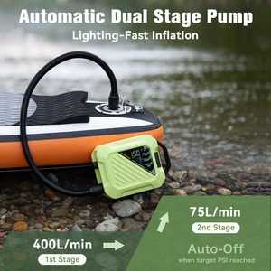 Bomba de Aire Inteligente Recargable de Doble Etapa con Apagado Automático para Tablas de Paddle <span class=keywords><strong>Surf</strong></span>, Kitesurf, Tiendas de Campaña y Colchones Inflables - Product Image 2