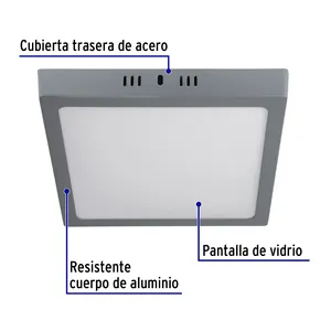 Scatola con 2 unità plafoniera a LED 18W 6500K, quadrato, grigio, VOLTECK - Product Image 2