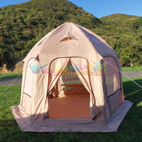 Extérieur rond grand espace coton toile dôme air glamping cabine gonflable camping tente maison