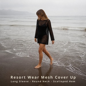 Copricostume da <span class=keywords><strong>Spiaggia</strong></span> per Donne, Tunica <span class=keywords><strong>in</strong></span> Maglia Crochet a Rete, Manica Lunga Trasparente, Abbigliamento Estivo per Vacanze e Resort, Vendita all'Ingrosso - Product Image 6