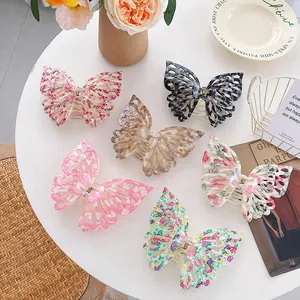 2024 Dowell Super Immortal Double Layer Butterfly Hairpin Back Head Hair Clip Customized Logo Opp Bag Fashion Accessory Picture Topaz