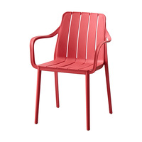 Chaise de salle à manger moderne en plastique à lattes, anti-collision, peu encombrante et écologique, avec accoudoirs, pour hôtel, restaurant, salon