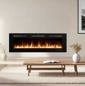 Cheminée électrique <span class=keywords><strong>murale</strong></span> <span class=keywords><strong>verticale</strong></span> décorative à effet de flamme réelle, type sur pied, personnalisée, LJHF3702E, avec combustible en galets - Product Image 2