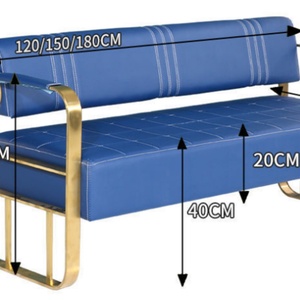 Canapé d'attente de salon de beauté en acier inoxydable personnalisé moderne, long banc, chaises d'attente de barbier, mobilier de shampooing, zone d'attente - Product Image 6