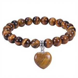 Tiger Eye Stone <b>Bead</b> Buddha Head Cute Ball Zinc Alloy Beaded <b>Bracelet</b> for Anniversary Unisex Yoga Wear - Product Image 2