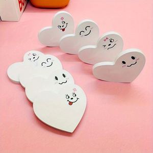 8pcs 400sheets Cute Heart-Shaped Self-Adhesive Sticky Notes Set Assorted Gradient Colors Cartoon Expression <b>Memo</b> <b>Pads</b> - Product Image 3
