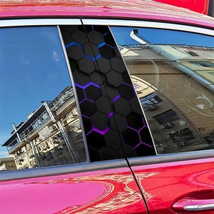2pcs Laser Plaid <strong>Vinyl</strong> Car Decals Self-Adhesive Space-Themed Rectangle <strong>Stickers</strong> <strong>for</strong> Front B-Pillar Scratch-Resistant Auto Parts - Product Image 4