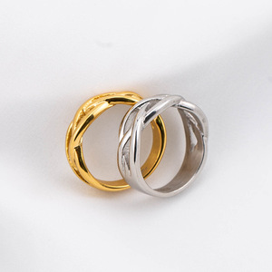 Geometric Fashion <b>Titanium</b> Steel Gold Plated Couple <b>Rings</b> Unisex Engagement Jewelry XYR0078 - Product Image 5