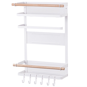 Wall Mounted Layer Magnetic Organizer Kitchen Hanging Folding Metal Foldable Shelf Storage Refrigerator Rack
