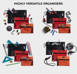 Free Sample <b>Tool</b> <b>Pouch</b> Bags Set - Set of 3 Sizes - Zipped <b>Tool</b> Organiser with <b>Tool</b> <b>Belt</b> Attachment Carabiner - Red, Black & - Product Image 3