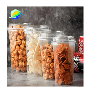 Tazas de palomitas de maíz de plástico desechables personalizadas, tazas de té de la leche de tamaño king, cubos de palomitas transparentes de PP gruesos, fabricantes - Product Image 3