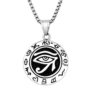Yunnique – pendentif œil porte-bonheur en acier inoxydable pour hommes, collier Hip Hop, style turc, bijoux à la mode, cadeau pour hommes, Design géométrique - Product Image 5