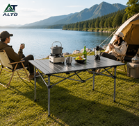 Ensemble table et chaises pliantes rectangulaires en acier au carbone personnalisé, design décontracté, mobilier d'extérieur portable pour camping et plage