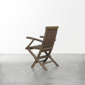 Outdoor Solid <b>Teak</b> Wood Folding Arm <b>Chair</b> Rustic Grey for Home and Restaurant <b>Dining</b> <b>Chair</b> - Product Image 6