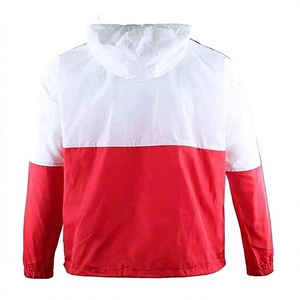 Chaqueta Cortavientos para Hombre, Diseño Color Block Rojo y Blanco, Estilo Casual Deportivo, Cierre de Cremallera, Corte Regular, Invierno, Logotipo Frontal - Product Image 2