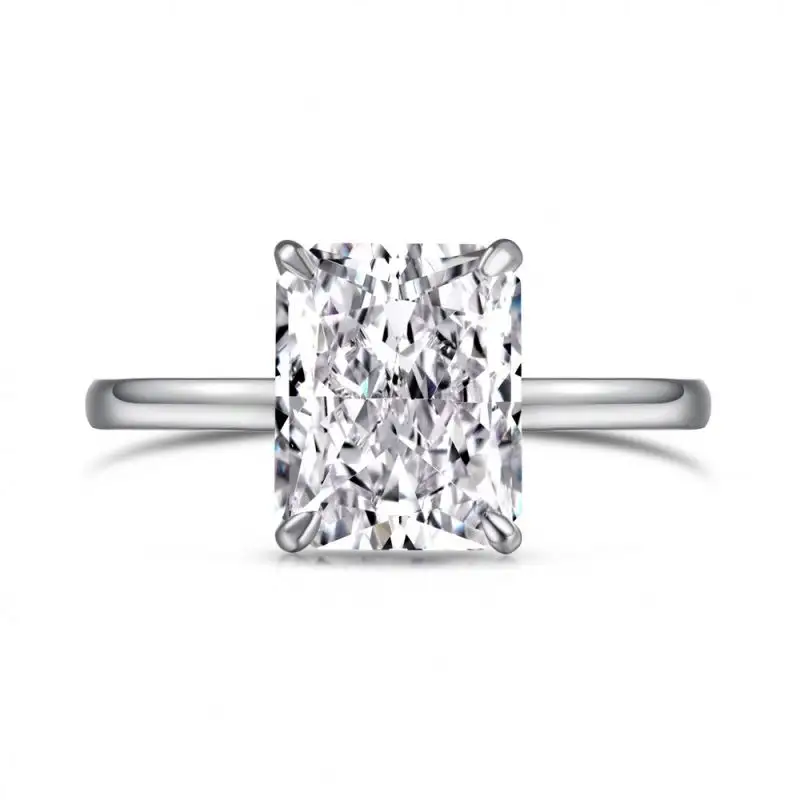 Prezzo all'ingrosso Design semplice gioielleria raffinata anello in argento Sterling 925 Cz zircone cubico Princess Cut 5A anelli di fidanzamento per le donne