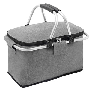 Portable Collapsible Picnic Cooler Bag Insulated Picnic <b>Basket</b> with Lid Folding Insulated Outdoor Picnic <b>Basket</b> - Product Image 1