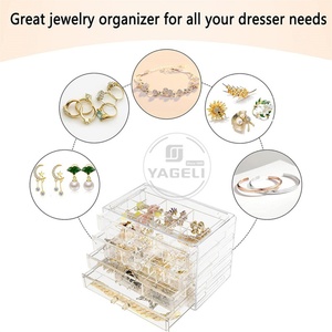 Yageli YGL-OR-413 <b>Large</b> Capacity Earring Ring <b>Gift</b> <b>Boxes</b> Acrylic Jewelry Box 4 Drawers Organizer Box Adjustable Dividers - Product Image 2