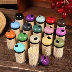 Cure-dents en bois jetables avec capuchons colorés, 100-200 pièces par tube, pour usage domestique et hôtelier - Product Image 1