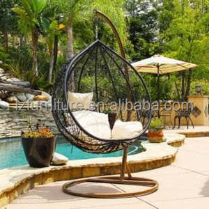 Fauteuil suspendu en rotin en forme d'œuf pour patio, avec support métallique, pour l'intérieur et l'extérieur, fabriqué par un fabricant de meubles - Product Image 3