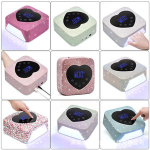 72W AB Pink Rhinestone UV LED Nail <b>Lamp</b> Cordless Rechargeable Gel Polish Dryer for Professional Salon - Product Image 1