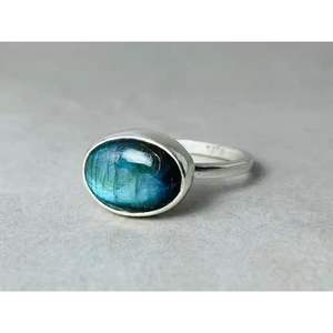 925ดีไซเนอร์แหวนเงินสเตอร์ลิงเครื่องประดับเงินอัญมณีสีฟ้าสไตล์ลาบราดอไรต์น่ารักแบบมีระดับขายส่งตัวเลือก - Product Image 3