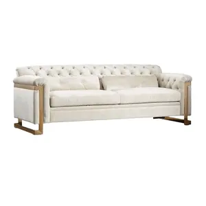 Modern Chesterfield Sectional Royal Ruang Tamu Sofa Kulit Set Lengkap Sofa Dekorasi Rumah Sofa Ruang Tamu Furnitur Mewah