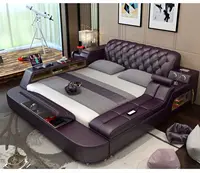 बुद्धिमान इलेक्ट्रिक मालिश आधुनिक स्मार्ट ठोस लकड़ी multifunctional चमड़े बेडरूम फर्नीचर सेट लक्जरी राजा आकार बेड फ्रेम