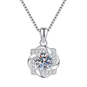 9 Fashion Dainty desainer Rhodium berlapis tidak ternoda kincir angin liontin 925 Perak potongan bulat 1CT VVS Moissanite kalung - Product Image 1