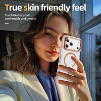 CHAOYIDIAN Coque de téléphone magnétique en métal effet peau avec support d'objectif pour iPhone 17 Air 16 15 14 Plus 13 12 11 Pro Max, protection antichoc