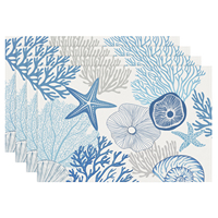 Lot de 4 sets de napperons réutilisables imprimés thème Océan Bleu, 30x45 cm, pour la décoration de table intérieure et extérieure, hôtels, maisons et fêtes