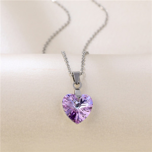 Collar <span class=keywords><strong>de</strong></span> <span class=keywords><strong>Corazón</strong></span> <span class=keywords><strong>de</strong></span> <span class=keywords><strong>Acero</strong></span> Inoxidable Lateefah, Collar <span class=keywords><strong>de</strong></span> Cadena con Cristales, <span class=keywords><strong>Corazón</strong></span> Color Durazno, CE, Regalo en Forma <span class=keywords><strong>de</strong></span> <span class=keywords><strong>Corazón</strong></span> para Mujer - Product Image 4