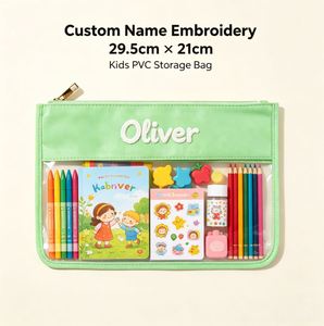 Pochette zippée en PVC transparent écologique 29,5x21cm, capacité moyenne, pour rangement de maquillage, couture, broderie, OEM/ODM - Product Image 2