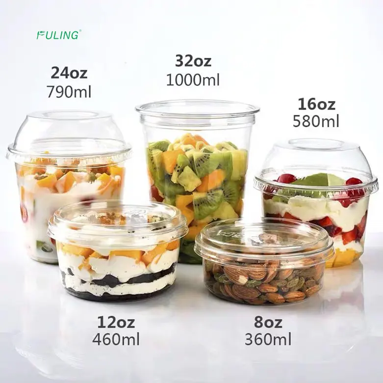 round hat clear plastic disposable to go parfait cupcake muffin cookie box pet food containers